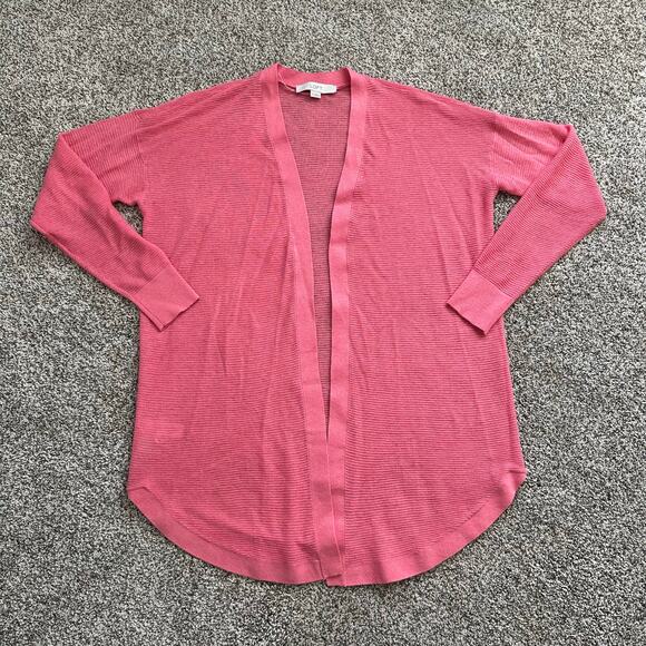 LOFT pink knit open-front cardigan size S - Picture 5 of 10